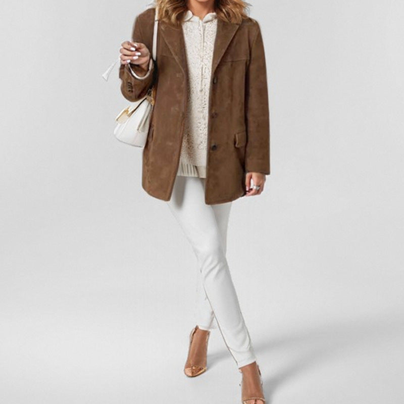Elegant Fitted Leather Blazer
