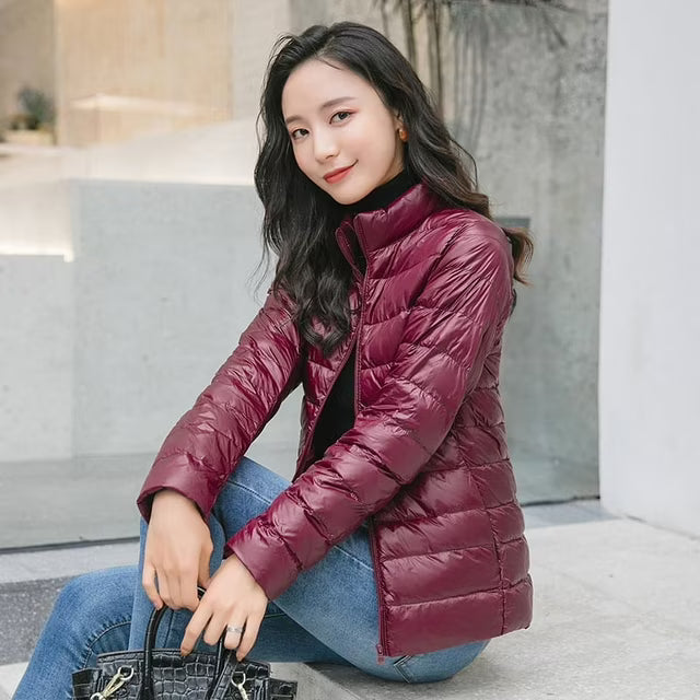 Puffer Jacket Women Quilted Lightweight High Neck