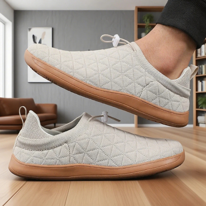 Sneakers Slip-On in Quilted Fabric with Breathable Mesh Lining