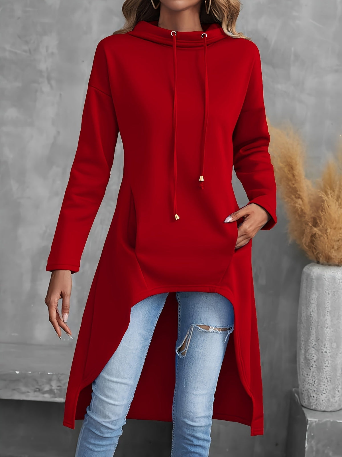 Women’s Hoodie with Hood and Asymmetrical Hem