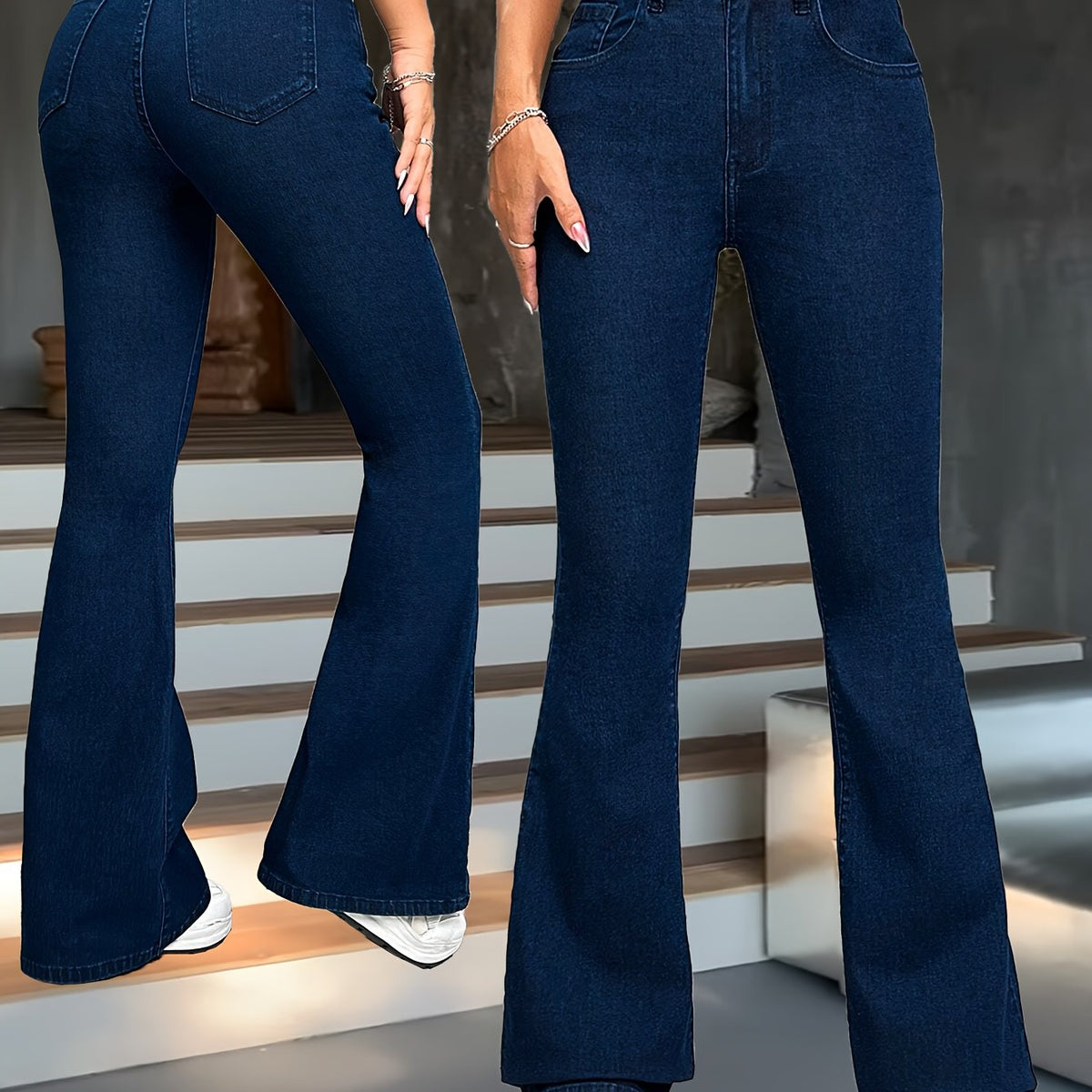 Elegant High Waist Flare Jeans