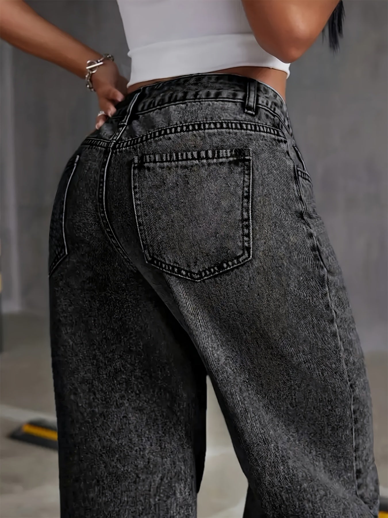 Washed High Waist Baggy Jeans