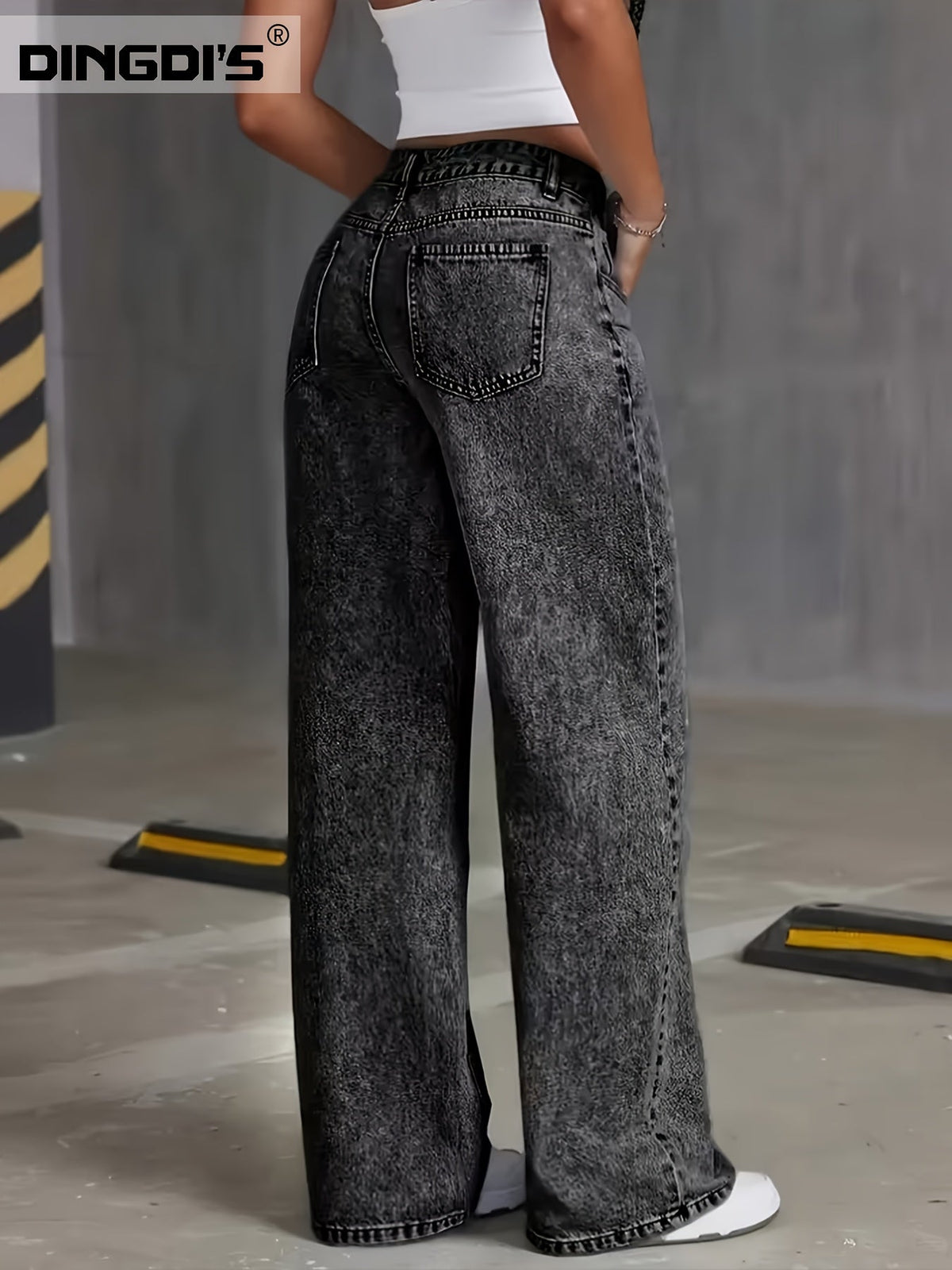 Washed High Waist Baggy Jeans