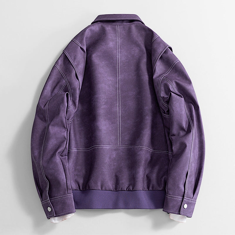 Men’s Bomber Jacket Vegan Faux Leather with Pockets