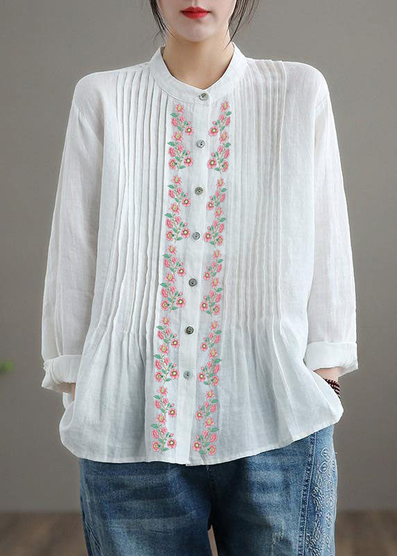 Organic White Linen Tunic Blouse