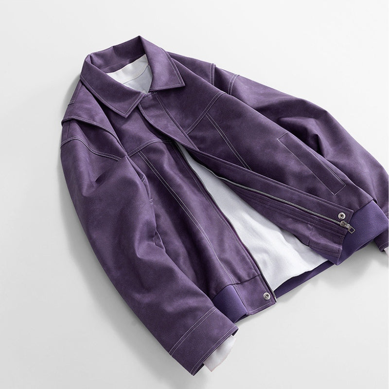 Men’s Bomber Jacket Vegan Faux Leather with Pockets