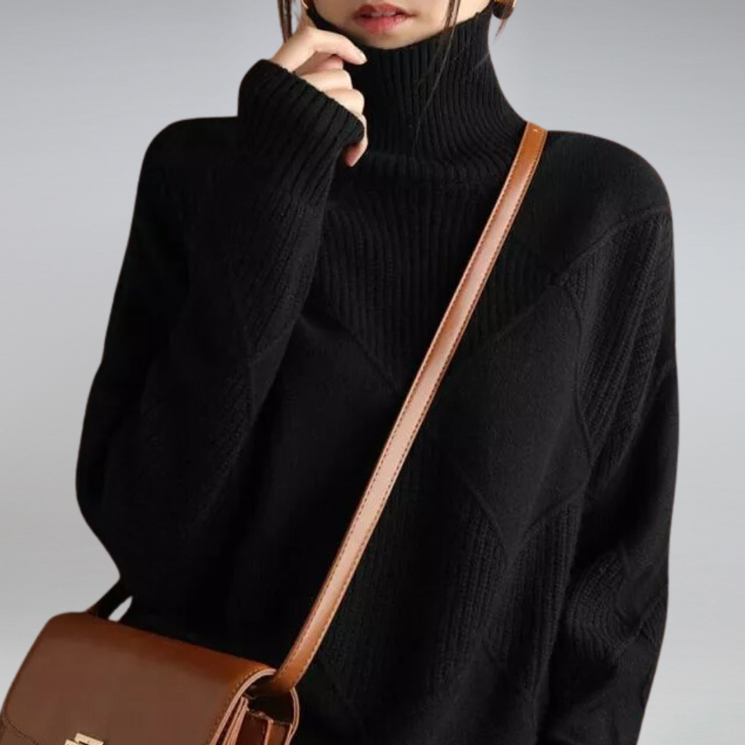 Women’s Turtleneck Sweater with Diamond Pattern