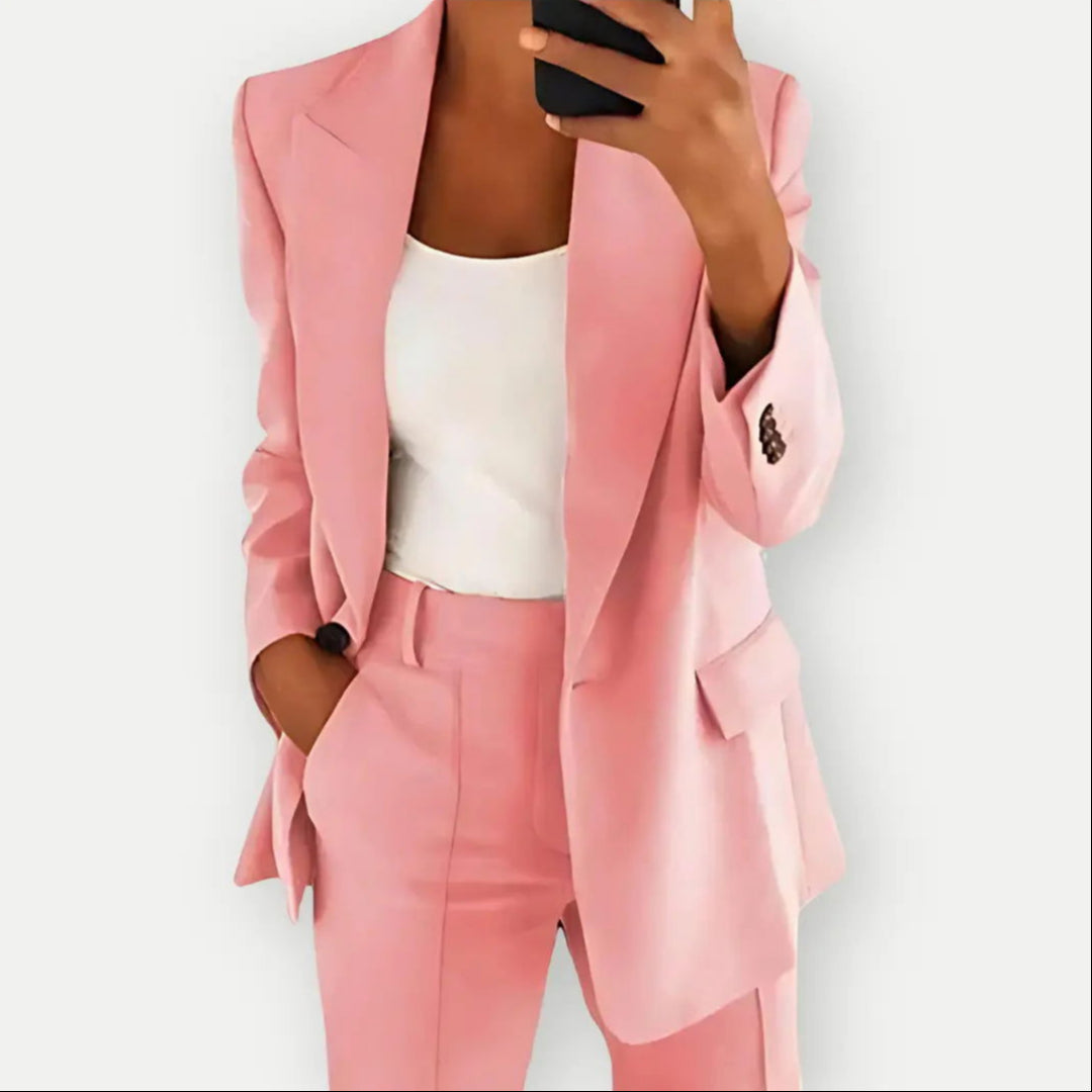 Women’s Suit Set with Tailored Blazer and Straight-Leg Trousers