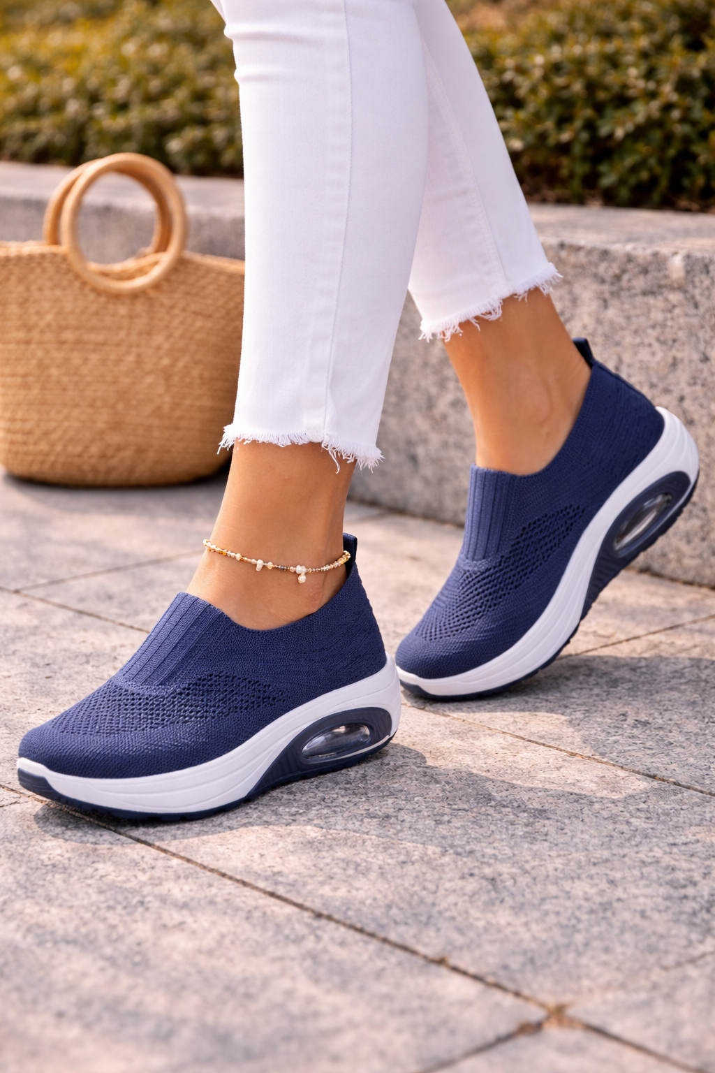 Women’s Orthopedic Slip-On Sneakers in Breathable Knit Fabric