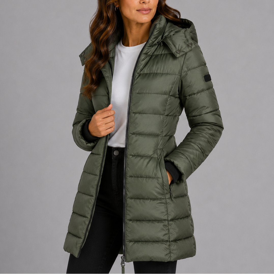 Puffer Jacket Women Long Hooded Winter Quilte
