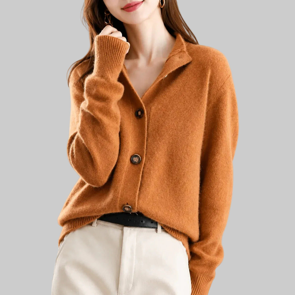 Knitted Cardigan with Buttons, Relaxed Fit
