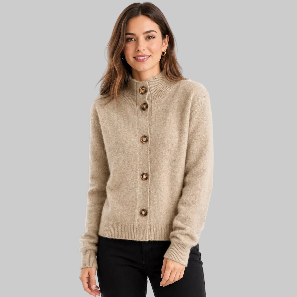 Knitted Cardigan with Buttons, Relaxed Fit