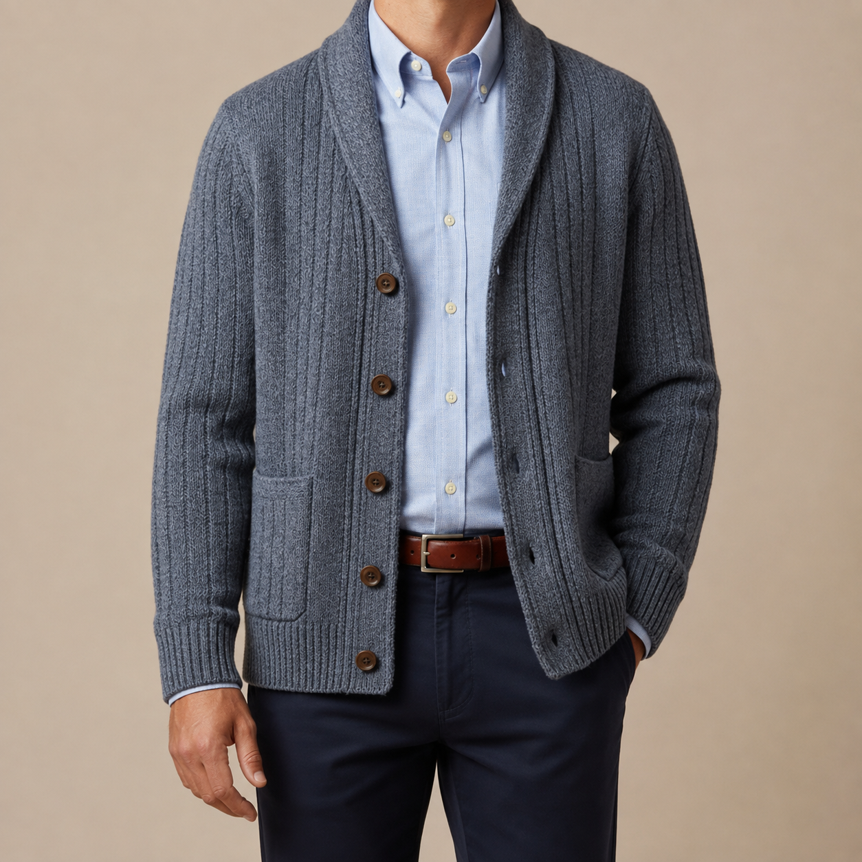 Men's Classic Cardigan with Relaxed, Comfortable Fit