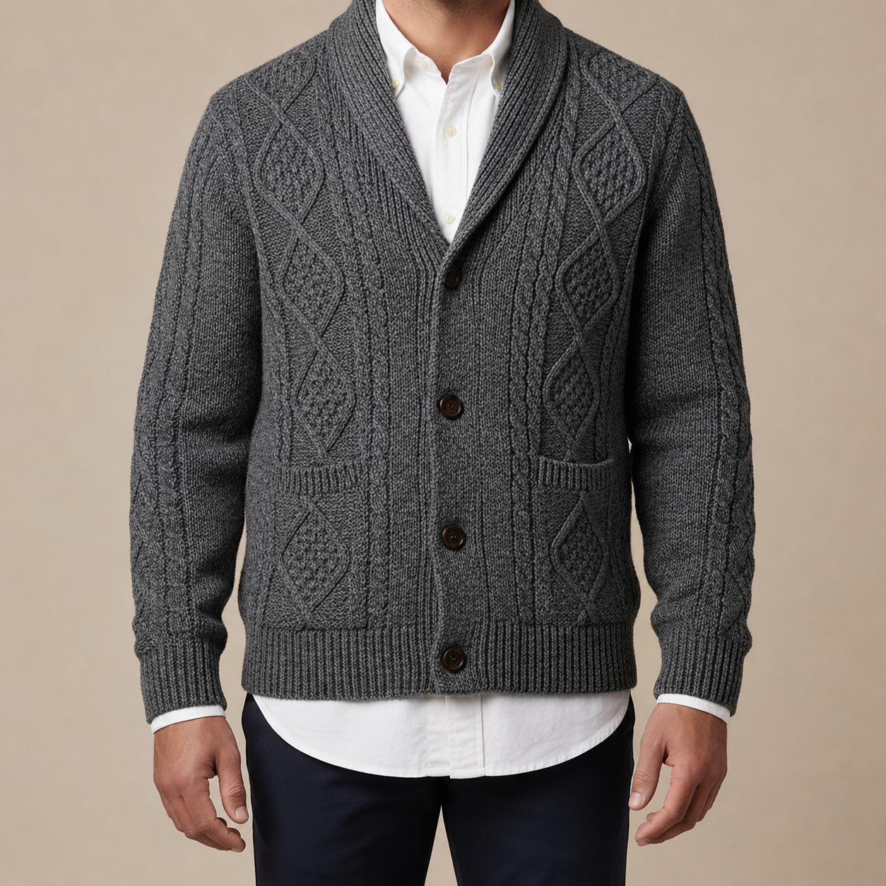 Men's Classic Cardigan with Relaxed, Comfortable Fit