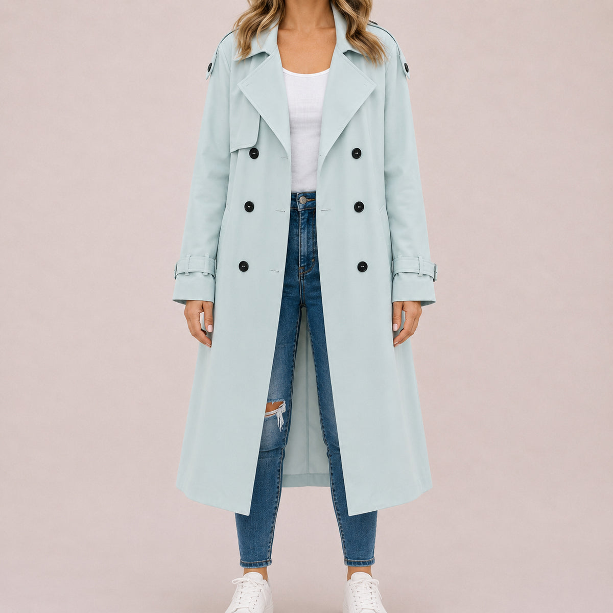 Fall Women's Double Breasted Belted Trench Coat | Classic Outerwear