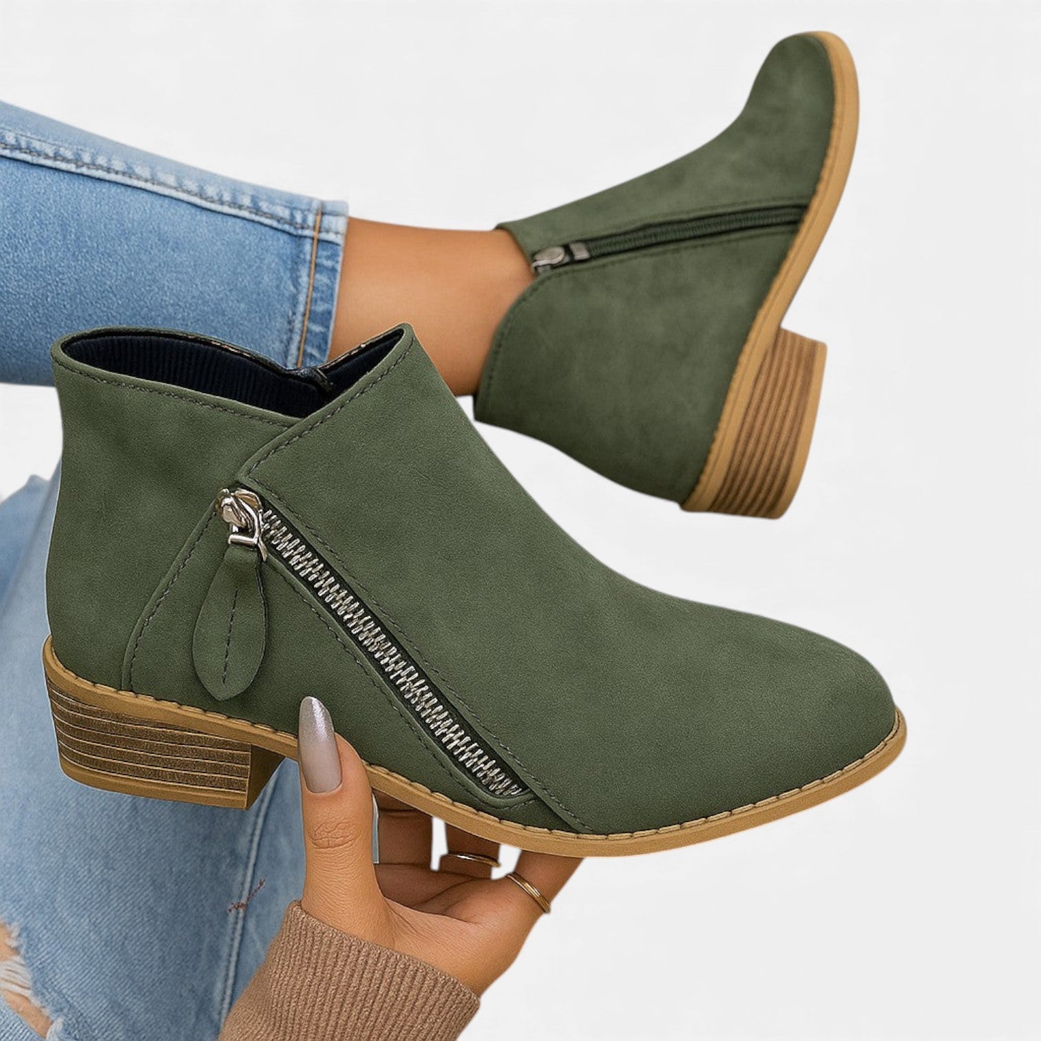 Women's Leather Orthopedic Ankle Boots with a Zipper