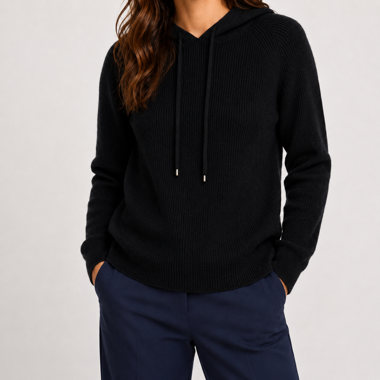 Soft Wool Hooded Sweater with Relaxed Fit Design