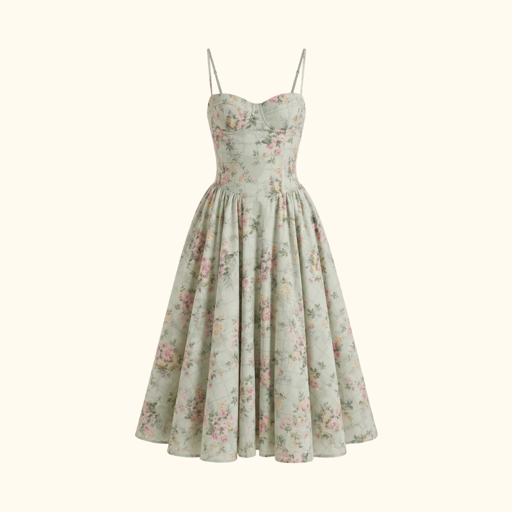 Stylish Women’s Midi Dress – Sweetheart Neck Design