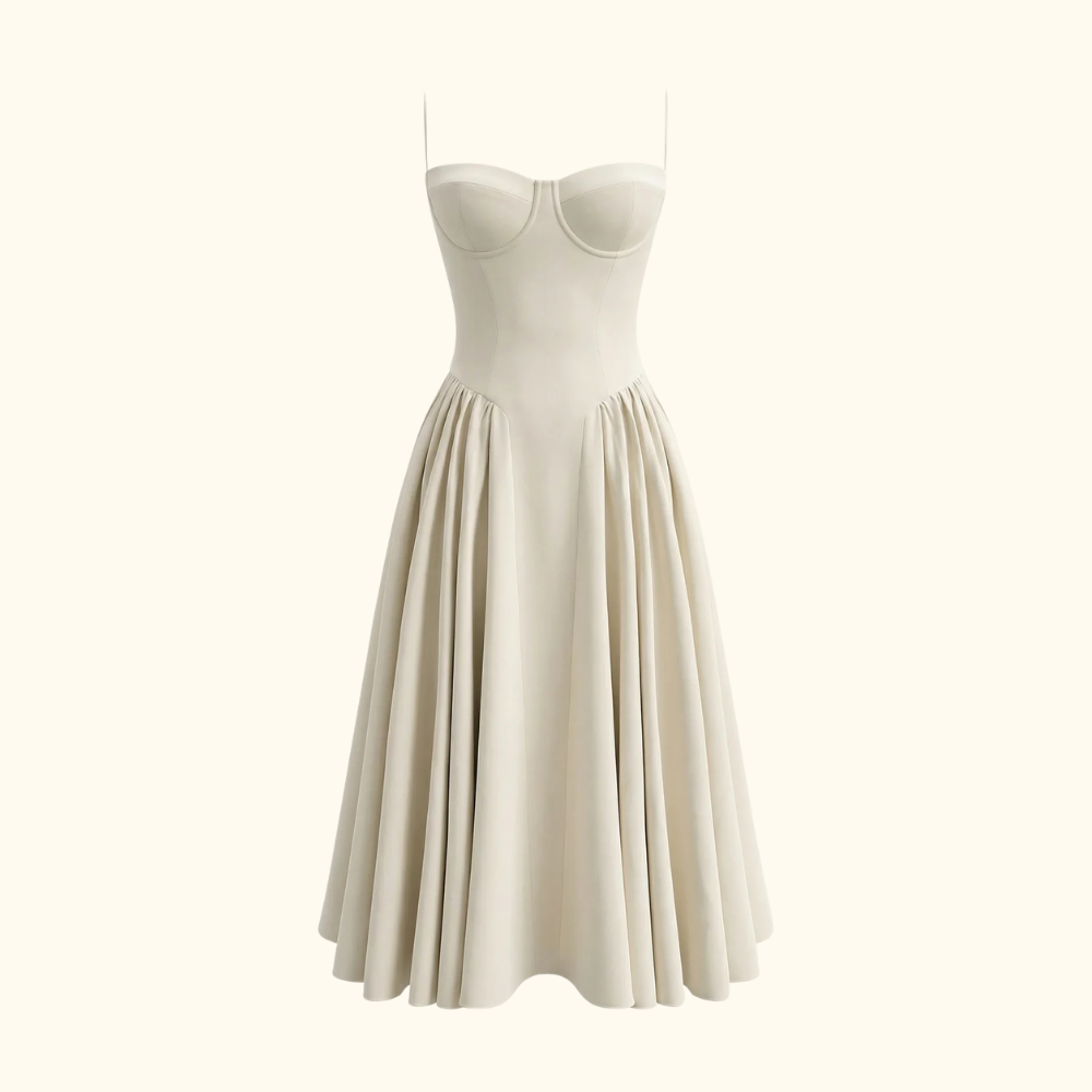 Stylish Women’s Midi Dress – Sweetheart Neck Design