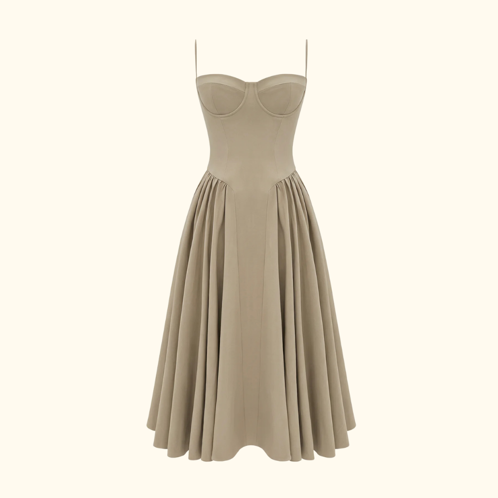 Stylish Women’s Midi Dress – Sweetheart Neck Design