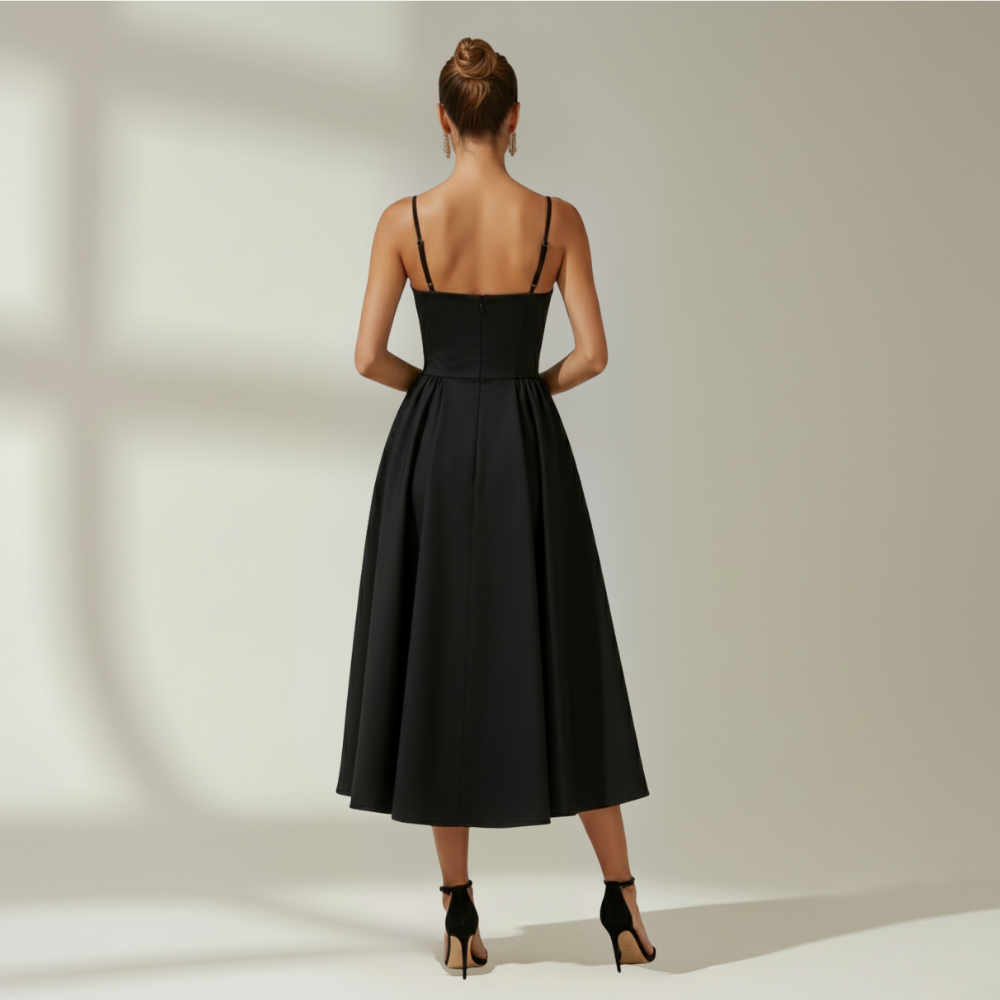 Stylish Women’s Midi Dress – Sweetheart Neck Design