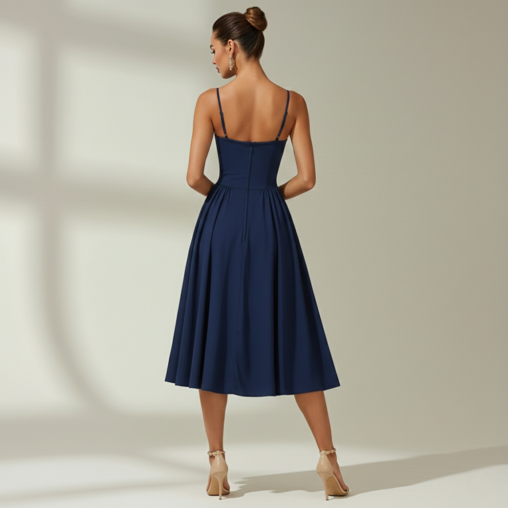 Stylish Women’s Midi Dress – Sweetheart Neck Design