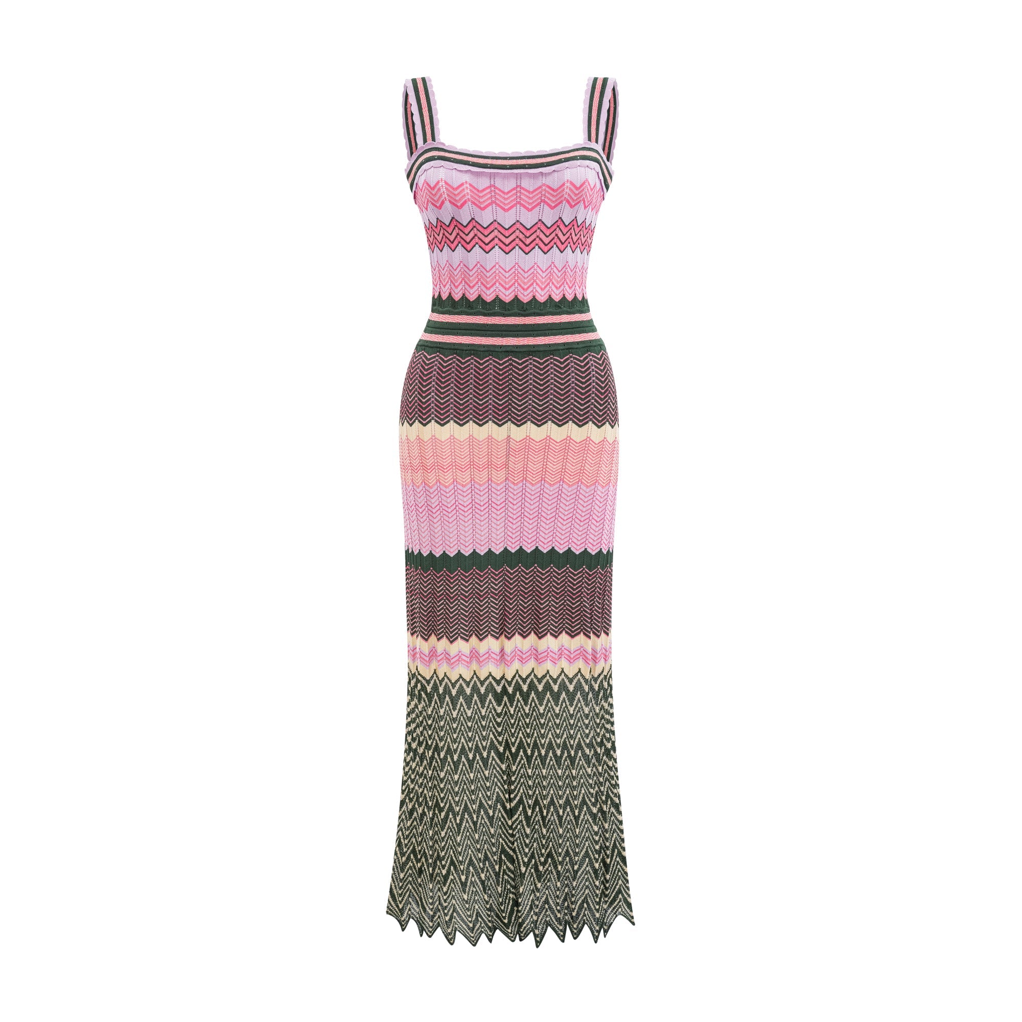 Contrast Color Knitted Midi Dress