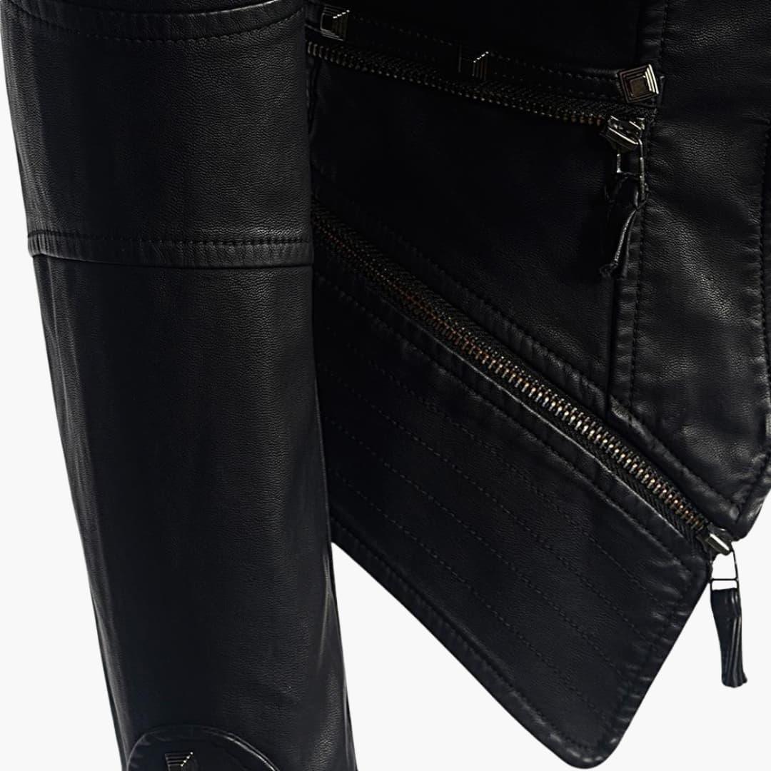 Women’s Black Studded Peplum Leather Jacket