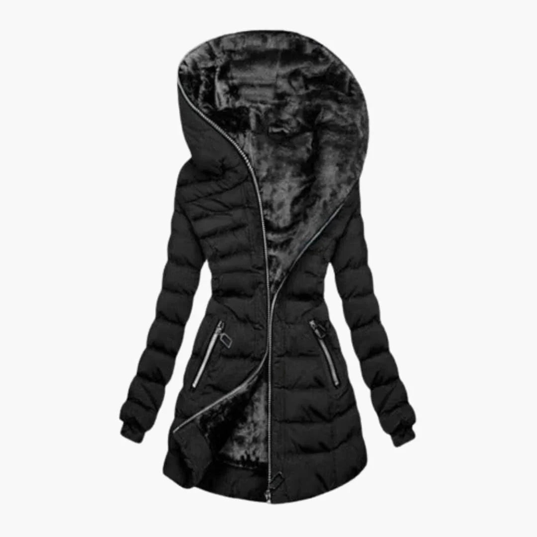 Puffer Jacket Women Long Hooded Faux Fur Winter