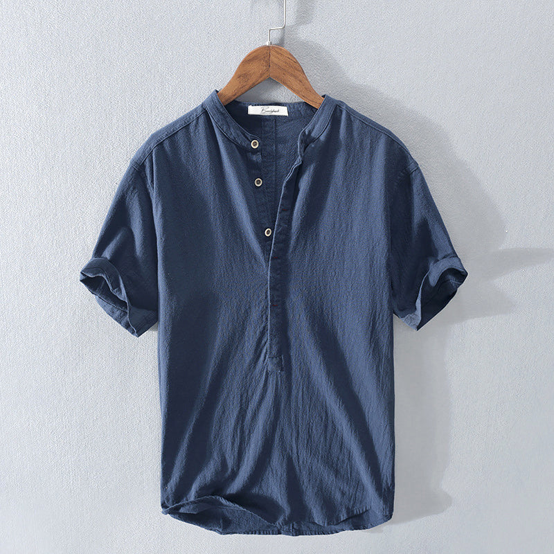 Miles Band Collar Short Sleeve Shirt