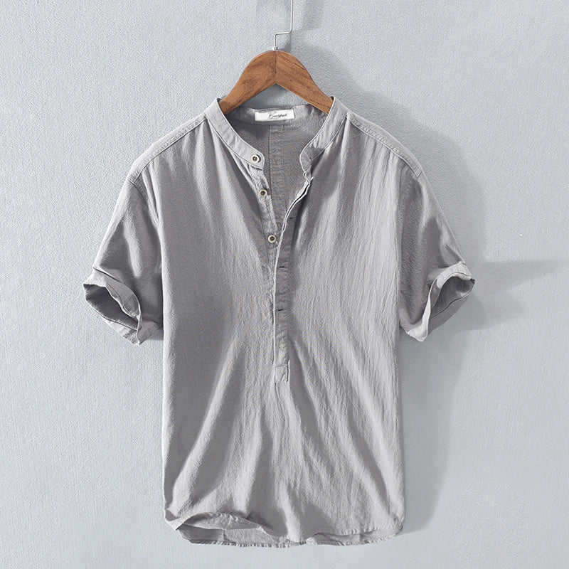 Miles Band Collar Short Sleeve Shirt