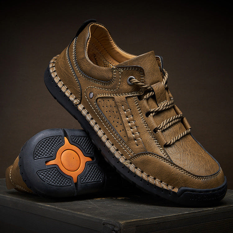 Sneakers in Genuine Leather Hiking Style with Durable Sole