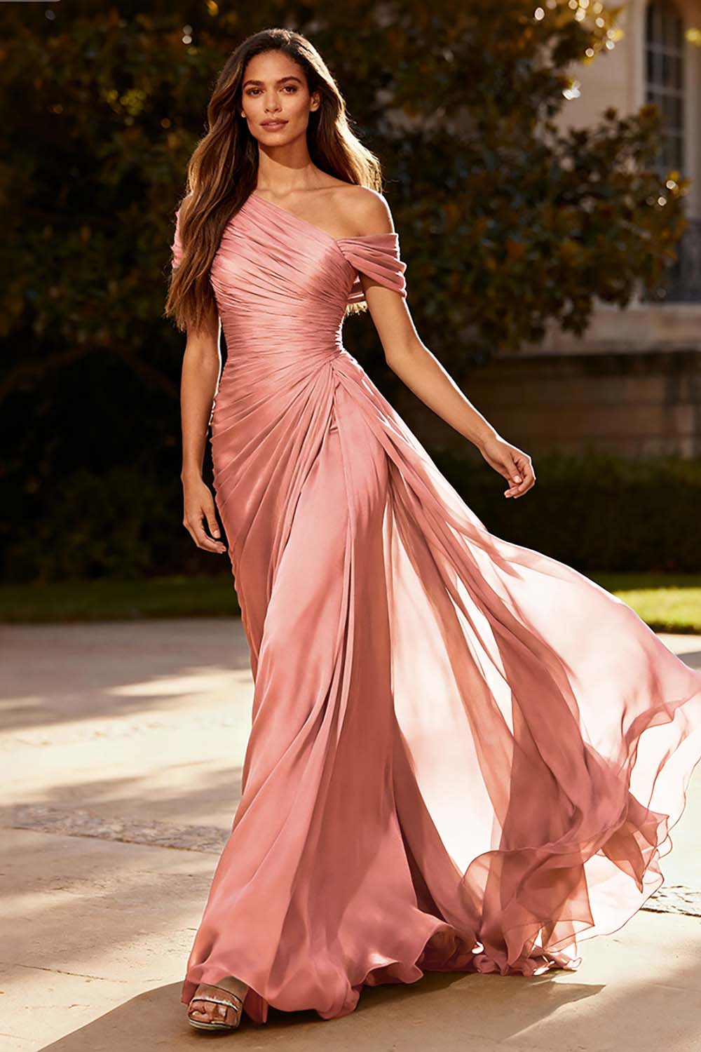 Dusty Sage Chiffon A-Line Formal Maxi Dress