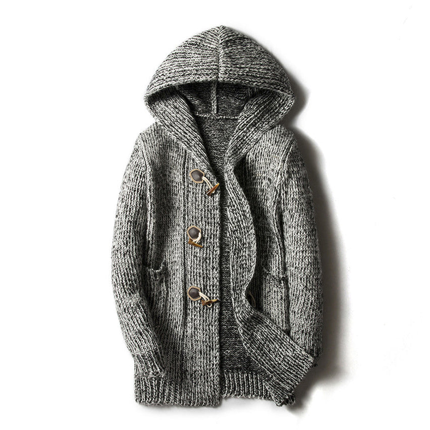 Men’s Wool Blend Hooded Cardigan Side Pockets