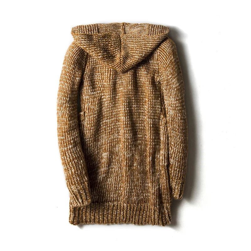 Men’s Wool Blend Hooded Cardigan Side Pockets