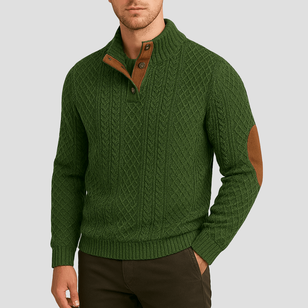 Brooks Mens Button Neck Sweater