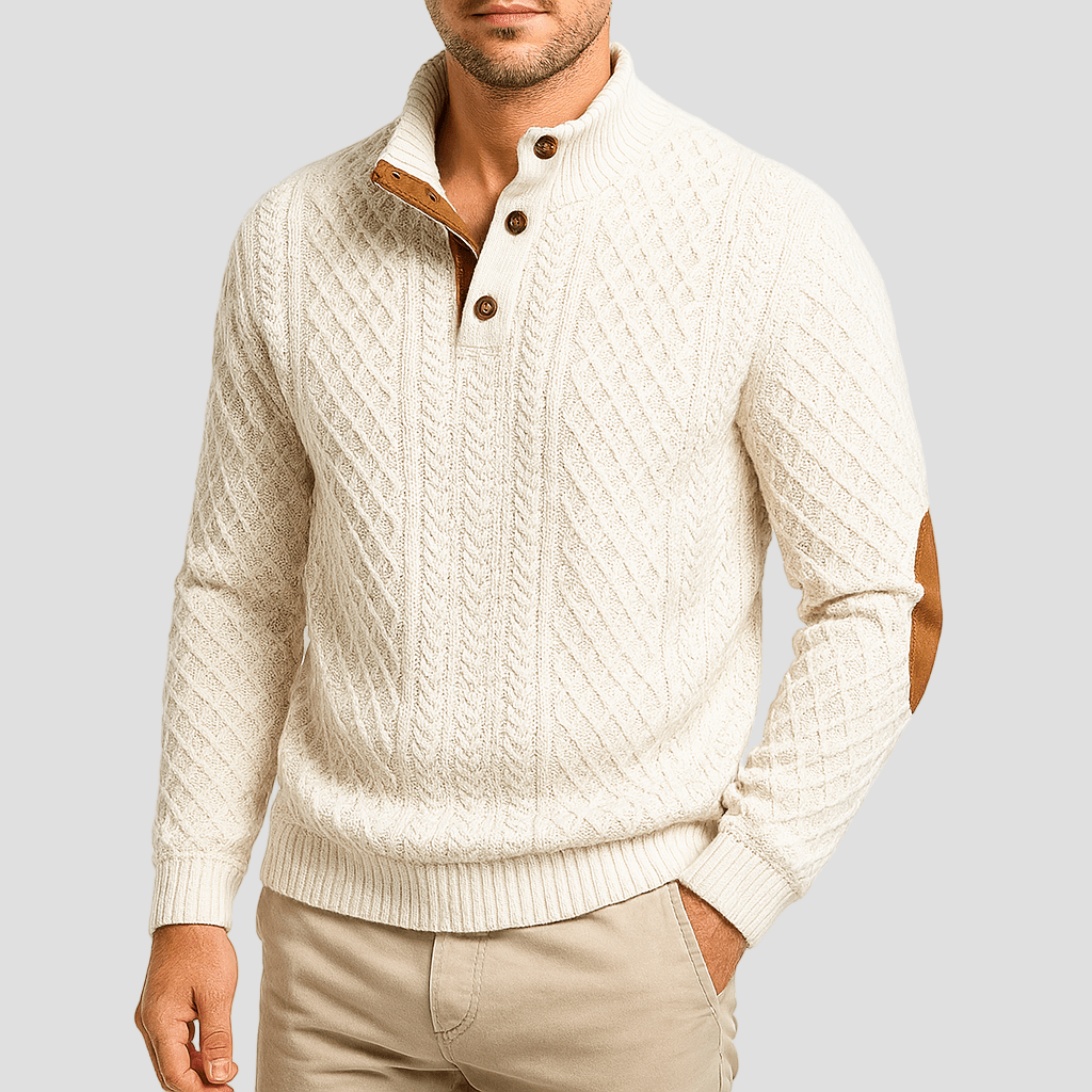 Brooks Mens Button Neck Sweater