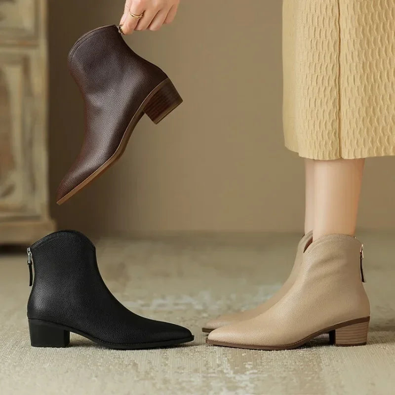 Women's Leather Boots with Stiletto Heels