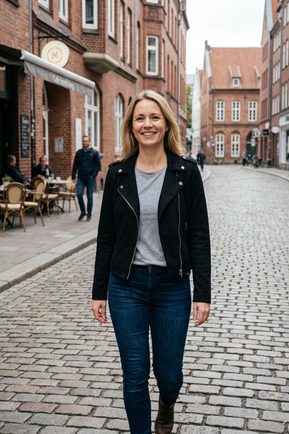 Women's Biker Jacket with Fitted Silhouette