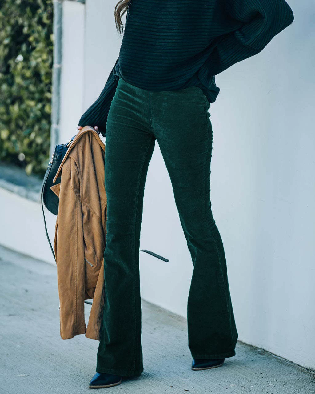 Flare Jeans High Waist in Corduroy Fabric