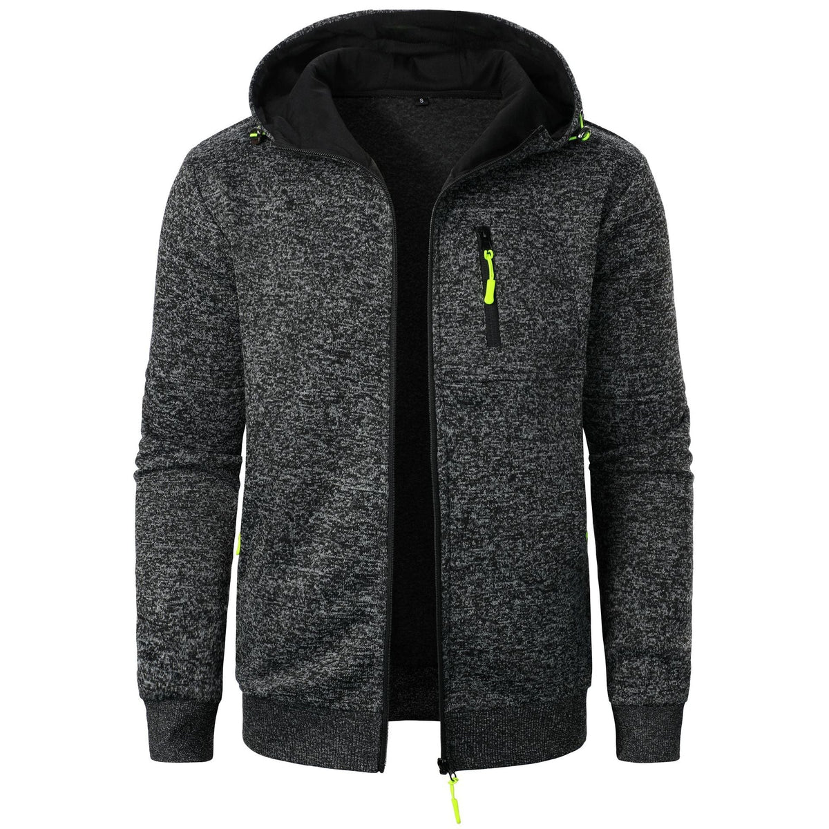 Textured Jacquard Hooded Zip Cardigan