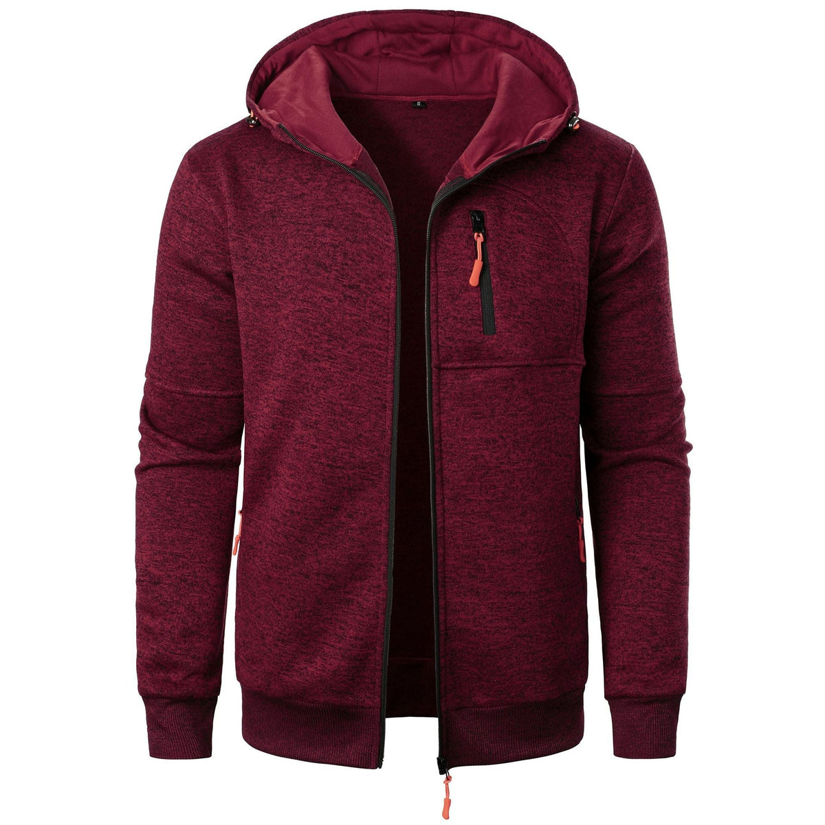 Textured Jacquard Hooded Zip Cardigan