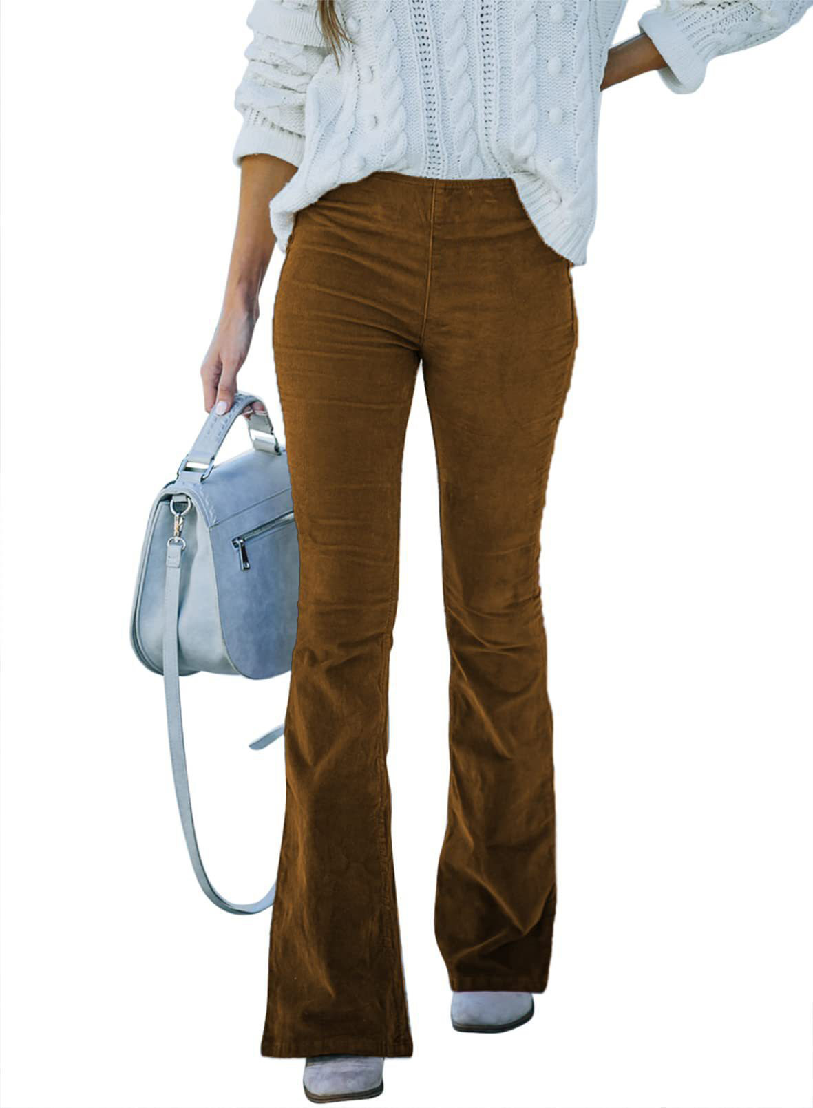 Flare Jeans High Waist in Corduroy Fabric