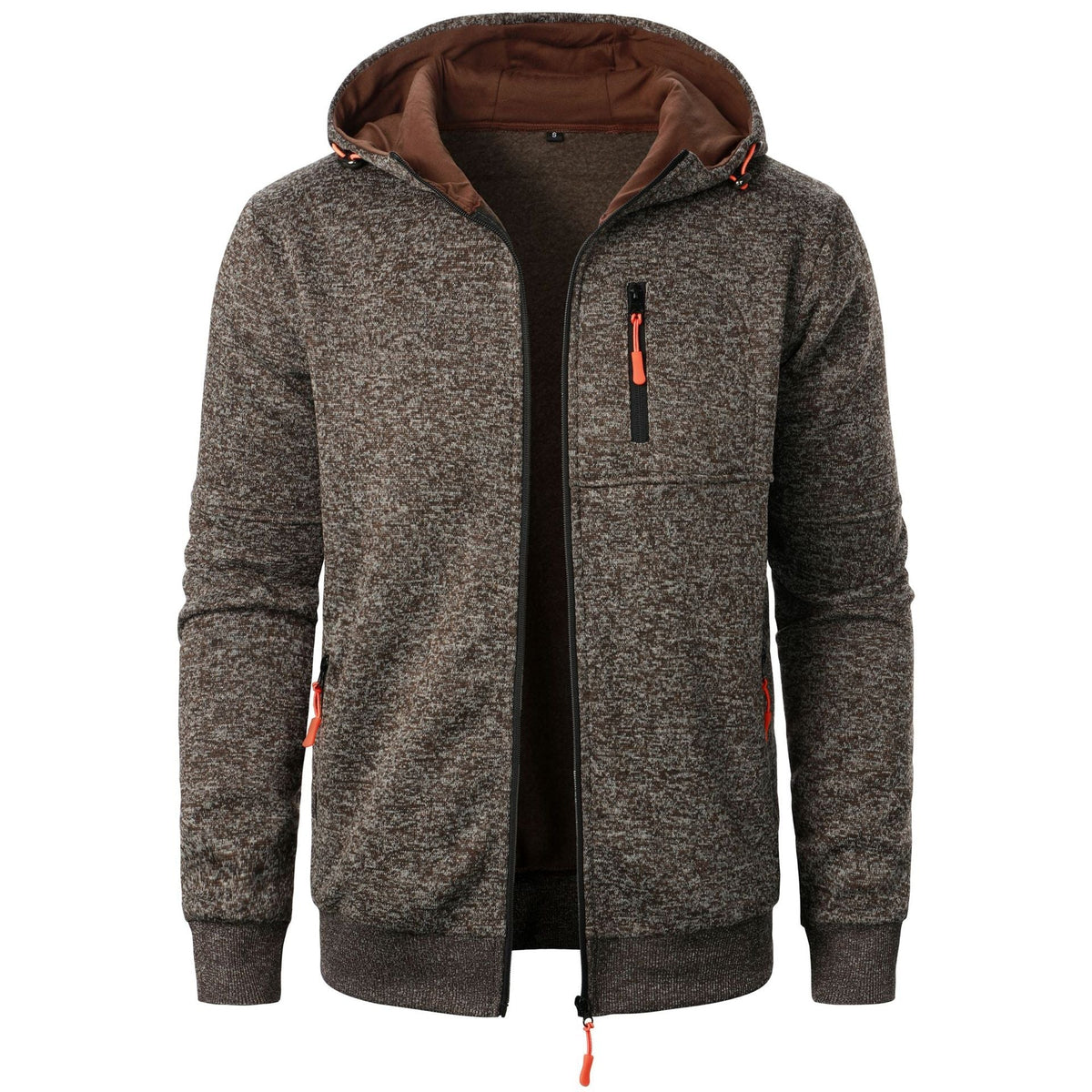 Textured Jacquard Hooded Zip Cardigan