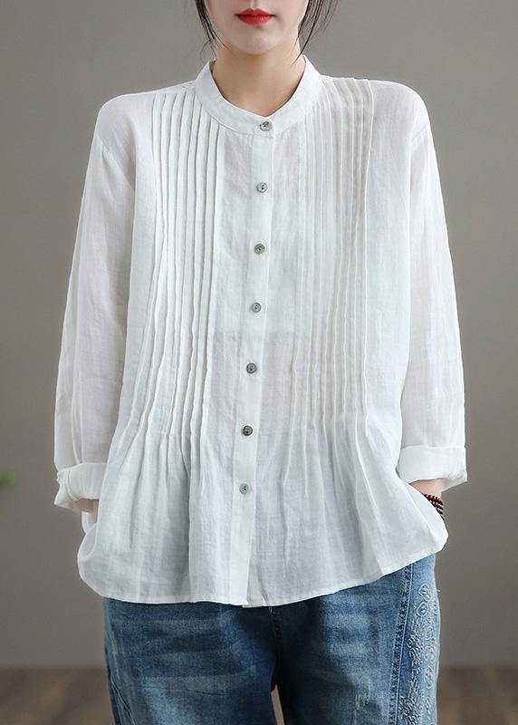 Organic White Linen Tunic Blouse