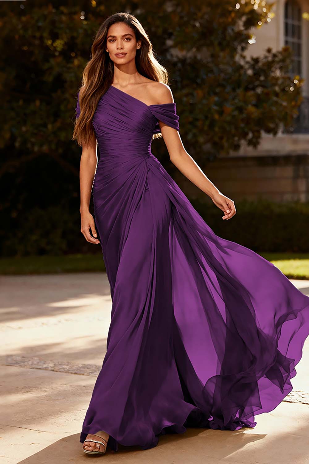 Dusty Sage Chiffon A-Line Formal Maxi Dress