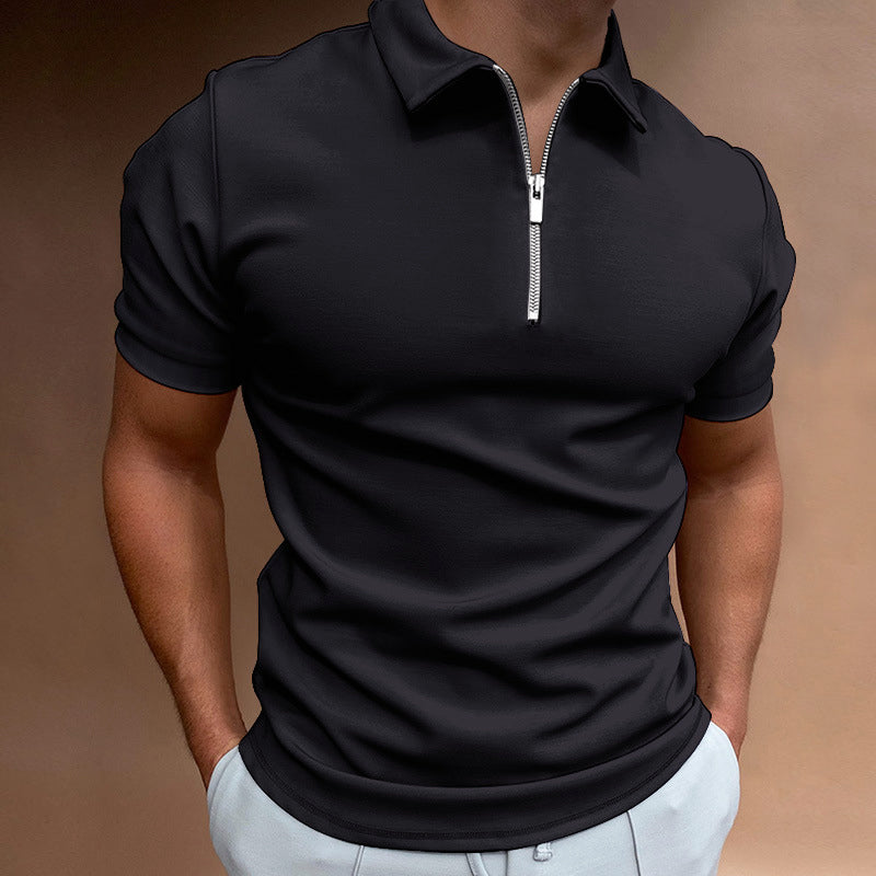 Men’s Slim Fit Zip-Up Polo Shirt