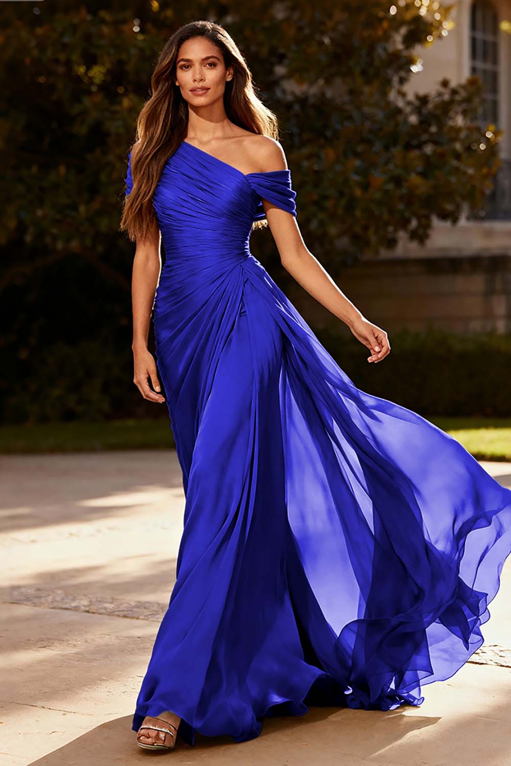 Dusty Sage Chiffon A-Line Formal Maxi Dress