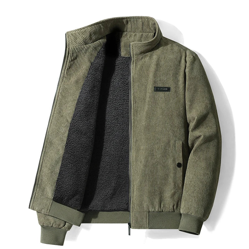 Men’s Bomber Jacket Ribbed Velvet with Sherpa Lining