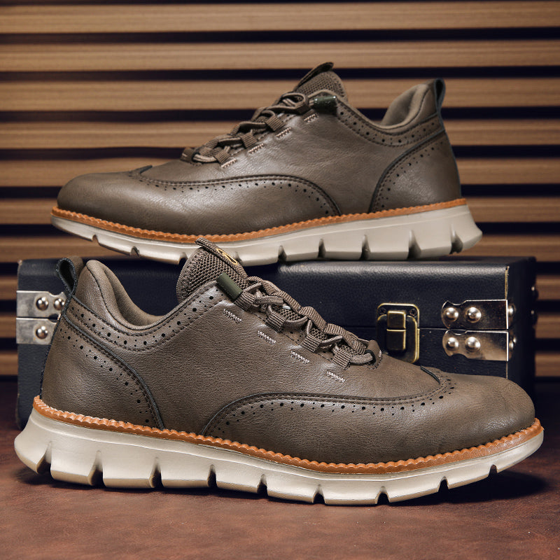 Sneakers in Premium Leather with Orthopaedic Insole and Cushioned Sole